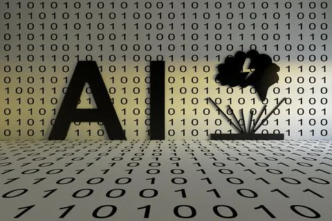 AI concept text sunlight 3D illustration Stock Illustration