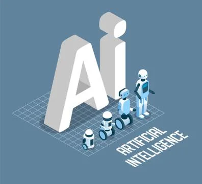 AI concept vector isometric illustration Illustrazione stock
