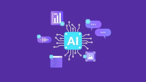 AI Concepts Animation. Machine Learning, AI Tools &amp; Tech Innovation for Business 動画素材 311176417
