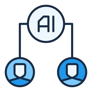 AI Connection with People vector Artificial Intelligence colored icon or si.. Stock Illustration