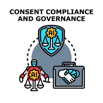 Ai consent compliance and data governance regulation Stock Illustration