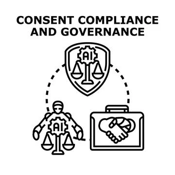 Ai consent compliance and data governance regulation Stock Illustration