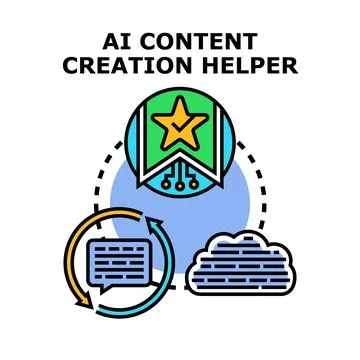 Ai content creation helper system generating digital information Stock Illustration