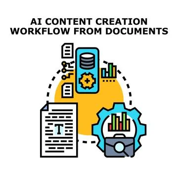 Ai content creation workflow using digital documents Stock Illustration