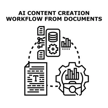 Ai content creation workflow using digital documents Stock Illustration