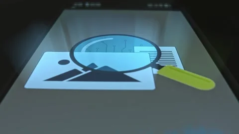 AI content detection, graphic presentation on smartphone Stock Footage 303631947