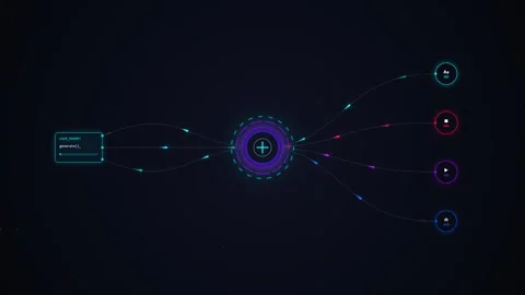 AI Content Generation Workflow HUD Animation Vídeos de archivo 344353661