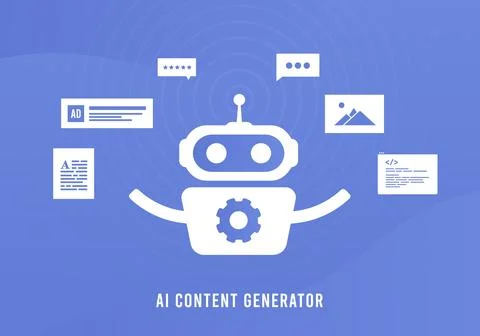 AI Content Generator concept. AI Social Media Automation for SEO articles Stock Illustration