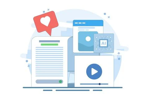 AI content generator concept, Artificial intelligence generating Stock Illustration