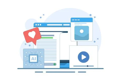 AI content generator concept, Artificial intelligence generating Stock Illustration
