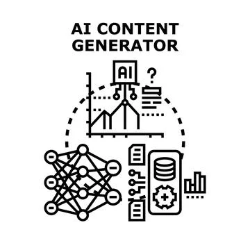 Ai content generator creating digital information process Illustrazione stock