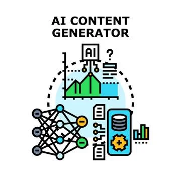Ai content generator creating digital information process Stockillustratie
