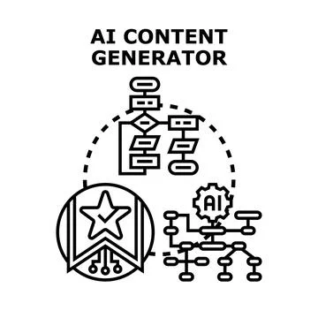 Ai content generator creating new digital ideas Stock Illustration