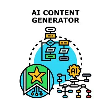 Ai content generator creating new digital ideas Stock Illustration
