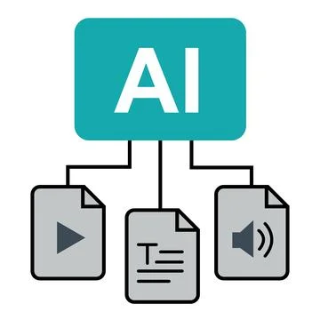 AI content hub icon vector artificial intelligence generating video text au.. 스톡 일러스트