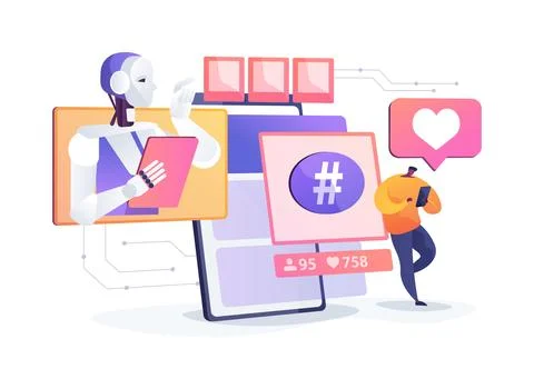 AI Content Recommendation abstract concept vector illustration. Stock Illustration