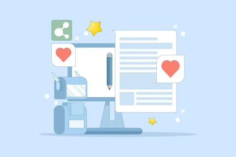 AI content writing concept, Artificial intelligence text generation. Stock Illustration