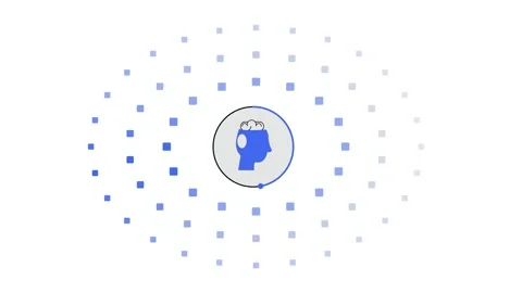 AI Context Rings Visualization Minimalist Blue White Tech Loop Neural Network 库存影片 345093969