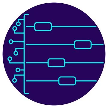 AI control panel vector icon. Shows circuit connections with horizontal slide イラスト素材