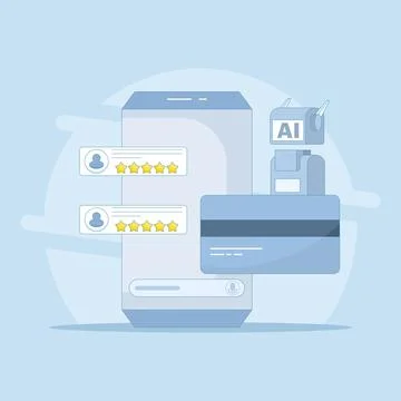 AI conversion on mobile, AI chatbot for mobile. Stock Illustration