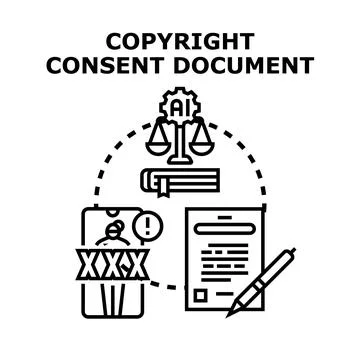 Ai copyright consent document protecting digital content Stock Illustration