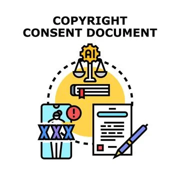 Ai copyright consent document protecting digital content Illustrazione stock
