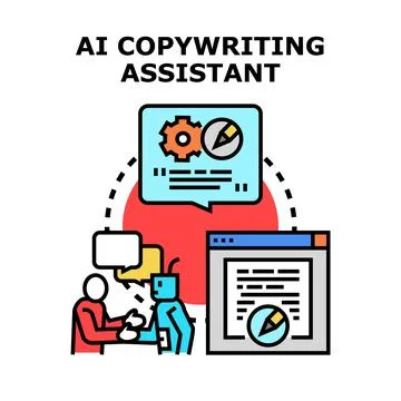 Ai copywriting assistant collaborating and automating content creation Stock Illustration