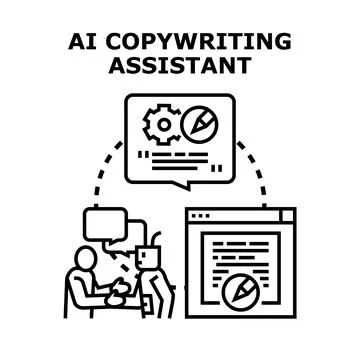 Ai copywriting assistant collaborating and automating content creation Stock Illustration