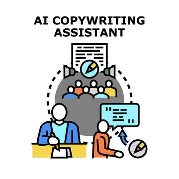 Ai copywriting assistant writing generated content and marketing Stock Illustration