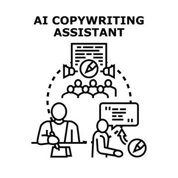 Ai copywriting assistant writing generated content and marketing Stock Illustration