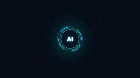 AI Core with Concentric Cyber Rings and Hex Background Stock Footage 341342640