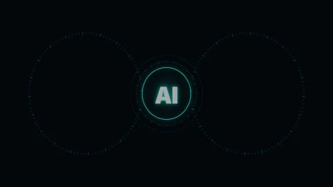AI Core Interface with Dual Orbital HUD Displays Stock Footage 341342657