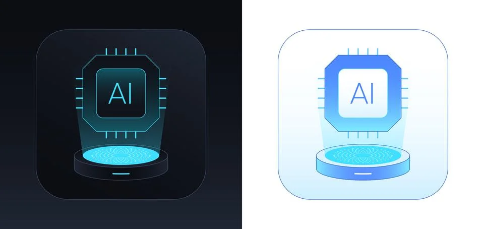 AI core processor. AI system integration in business processes. Artificial in Stock Illustration