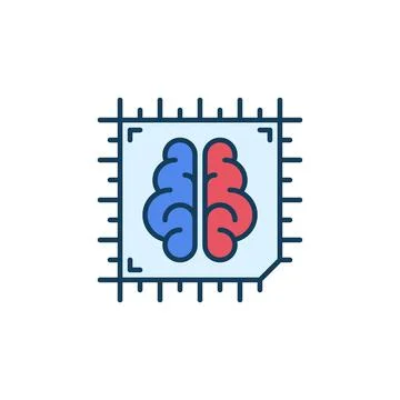 AI CPU Chip vector Artificial Intelligence Processor concept colored icon Stock Illustration
