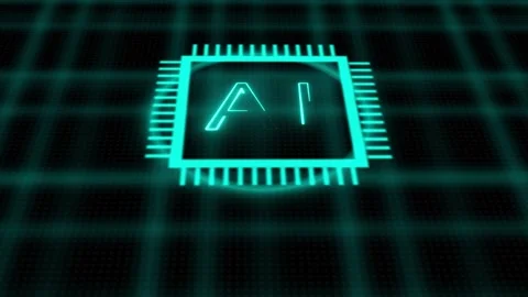 AI CPU chipset central processor unit and electric print circuit board with.. Stock Footage 265877370