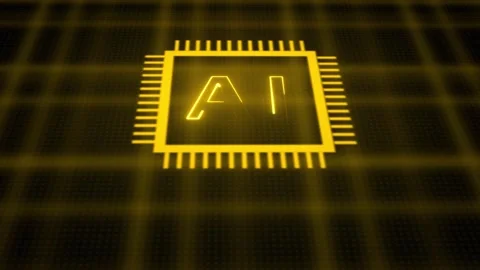 AI CPU chipset central processor unit and electric print circuit board with.. Stock Footage 265877388