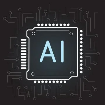 AI cpu computer chip sign icon symbol Illustrazione stock