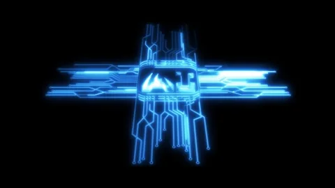 AI CPU, Curcuit board line connecting with Artificial Intelligence technolo.. Stock Footage 293484204