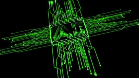 AI CPU, Curcuit board line connecting with Artificial Intelligence technolo.. Stock Footage 293484212