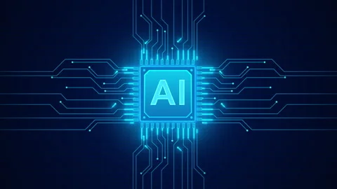 Ai CPU digital technology, Abstract futuristic hitech style computing proces Stock Footage 336064569