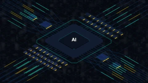 Ai cpu processor chip technology microchip motherboard digital circuit board Stock Footage 347244963