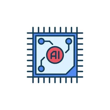 AI CPU vector Artificial Intelligence Processor concept colored icon Stock Illustration