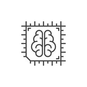 AI CPU vector Artificial Intelligence Processor or Chip concept line icon o.. Stock Illustration