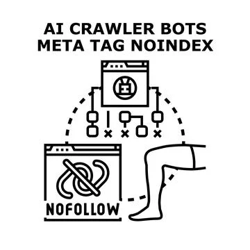 Ai crawler bots managing web indexing and link following Stock Illustration