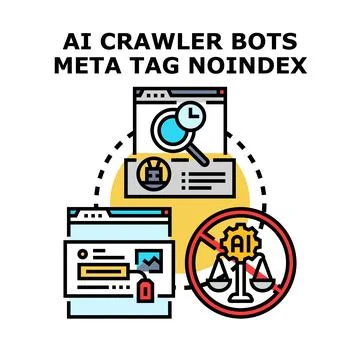 Ai crawler bots managing website indexing Stockillustratie