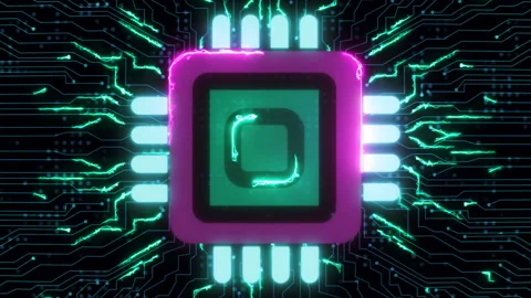 AI create microchip, cybernetic intellect engineering hardware micro electronics Stock Footage 221586245