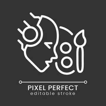 AI creates pixel perfect white linear icon for dark theme Stock Illustration