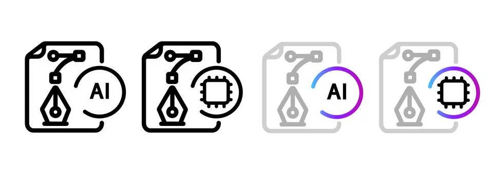 AI creative design icon set with pen tool generative artificial Illustrazione stock
