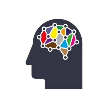 AI creative think system concept. Digital mesh smart brain idea. Futuristic Illustrazione stock