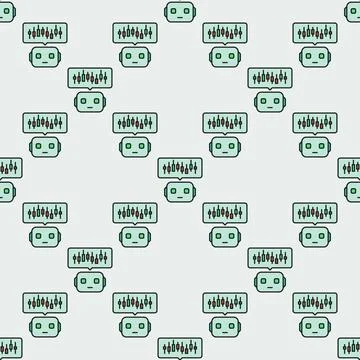 AI Cryptocurrency Trading Bot with Candlestick Chart vector colored seamles.. 스톡 일러스트